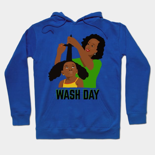 Wash Day Black Mom Styling Daughter Natural Hair Hoodie by blackartmattersshop